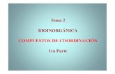 Tema 2 BIOINORGÁNICA COMPUESTOS DE COORDINACIÓN 1ra … · 2014. 6. 17. · ción involucran metales de transición como átomo o ión cen- tral, sin embargo, los complejos desempeñan