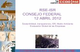 RSE-ISR CONSEJO FEDERAL 12 ABRIL 2012 RSE-ISR... · 2016. 10. 6. · 10 OBJETIVOS Atención a: 1 Compromiso con la RSE / Sostenibilidad (Estrategia) Incrementar el compromiso del