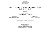 2014-15 BUDGET ESTIMATES 2014-15 - Telangana · Budget Estimate 2013-14 సవ్రజ౦చిన అంచనా Estimate 2013-14 బడిజటు అంచనా Budget Estimate