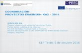 COORDINACIÓN PROYECTOS ERASMUS+ KA2 – 2014 · 2017. 2. 17. · COORDINACIÓN PROYECTOS ERASMUS+ KA2 – 2014 ORDEN DEL DÍA: Repaso indicadores de calidad de los informes finales.