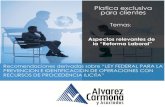 ASPECTOS RELEVANTES DE LA REFORMA LABORAL - Alvarez Carmona y …alvarezcarmona.com/boletines/PDF_topico/Platica... · 2017. 1. 31. · Minuta Proyecto de Decreto • Se incorpora
