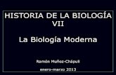 HISTORIA DE LA BIOLOGÍA VII La Biología ModernaLa Biología Moderna. Ramón Muñoz-Chápuli. enero-marzo 2013. Factores: •Progresivo cambio del centro de gravedad de Alemania a