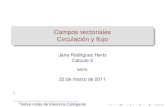 Campos vectoriales Circulación y flujo - Facultad de Ingenieríajana/calc3_2011/clase6.pdf · 2011. 3. 21. · Campos vectoriales Circulación y ﬂujo Jana Rodriguez Hertz Cálculo