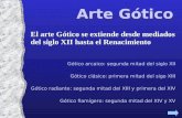 Arte GóticoArte Gótico · Gótico radiante: segunda mitad del XIII y primera del XIV Gótico flamígero: segunda mitad del XIV y XV Gótico clásico: primera mitad del sigo XIII.