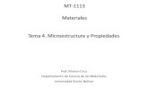 MT-1113 Materiales Tema 4. Microestructura y Propiedades (MT... · • Diseño de tratamientos térmicos para los materiales • Algunas propiedades de los materiales dependen estrechamente