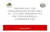MANUAL DE ORGANIZACIÓN DEL H. AYUNTAMIENTO DE CALAKMUL, CAMPECHE 2020/Manual... · 2020. 10. 6. · MANUAL DE ORGANIZACIÓN DEL H. AYUNTAMIENTO DEL MUNICIPIO DE CALAKMUL, CAMPECHE