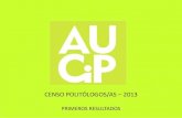 CENSO POLITÓLOGOS/AS 2013aucip.org.uy/wp-content/uploads/Presentacion_primeros... · 2018. 7. 23. · CENSO MIEMBROS AUCIP - 2013 0% 10% 20% 30% 40% 50% 60% 70% 80% 90% 100% Máximo