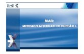 MERCADO ALTERNATIVO BURSÁTIL · 2014. 11. 18. · VENTAJAS DEL MAB: 1. La SGIIC ofrece un procedimiento eficaz para dotar de liquidez a las acciones de sus SICAV. 2. La transmisión