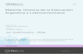 Materia: Historia de la Educación Argentina y Latinoamericana
