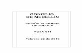 SESIÓN PLENARIA ORDINARIA ACTA 041 - Concejo de Medellín