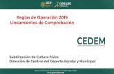 Reglas de Operación 2019 Lineamientos de Comprobación