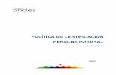 POLÍTICA DE CERTIFICACIÓN PERSONA NATURAL