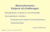 Biocarburants, contexte et vue d’ensemble Deux questions ...
