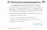 COMUNICADO Nº 017 - 2021