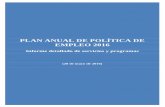 PLAN ANUAL DE POLÍTICA DE EMPLEO 2016
