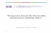 Archivístico (PADA) 2021” “Programa Anual de Desarrollo
