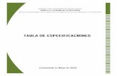 TABLA DE ESPECIFICACIONES - Inicio - Poder Judicial de ...