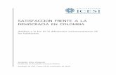 SATISFACCION FRENTE A LA DEMOCRACIA EN COLOMBIA