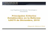 Principales Criterios Establecidos en la Reforma LOCTI de ...